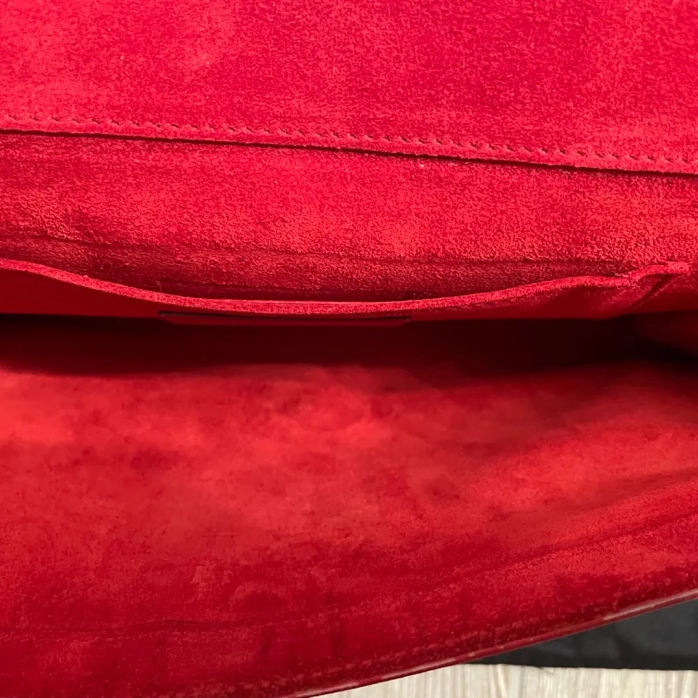 SAINT LAURENT Calfskin Classic Y Ligne Clutch Rouge Orient - Picture 7 of 11